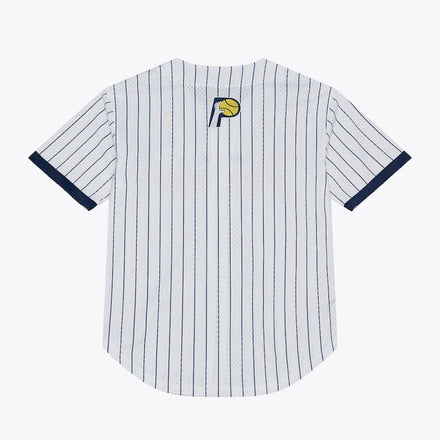 Indiana Pacers Mitchell & Ness Head Coach Pinstripe Mesh Full-Button Baseball Jersey - White