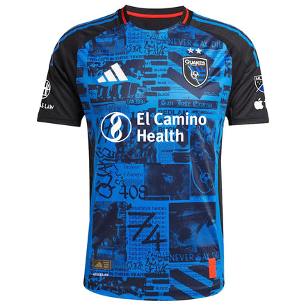 San Jose Earthquakes adidas 2025 Headliner Authentic Custom Jersey - Black