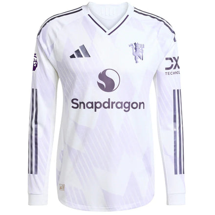 Manchester United adidas 2025/26 Away Authentic Long Sleeve Custom Jersey - White