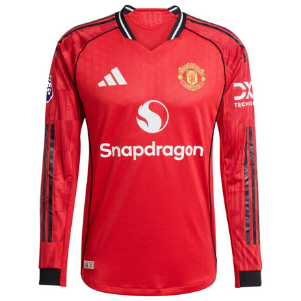Manchester United adidas Home 2025/26 Custom Authentic Long Sleeve Jersey - Red