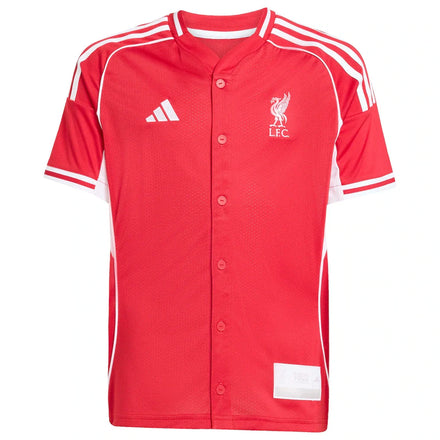 Liverpool adidas Youth Full-Button Baseball Jersey - Red