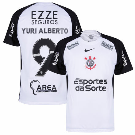 Corinthians Home Fan Jersey Yuri Alberto 9 Shirt incl. Sponsor Set 2025-2026
