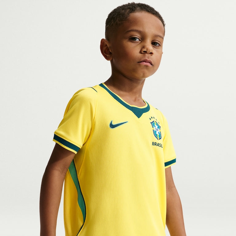 Kids kit Brazil Home Fan Jersey Shirt 2026-2027