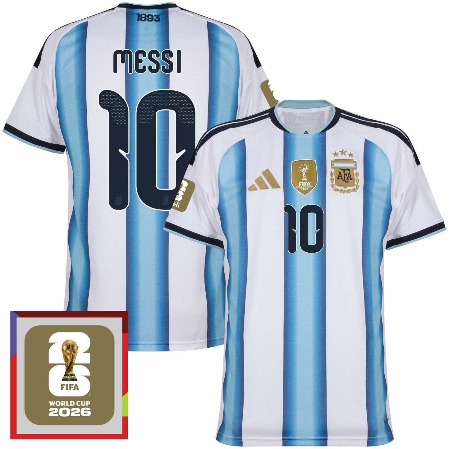 Argentina Home Messi 10 Fan Jersey 2026-2027 World Cup 2026 Patch