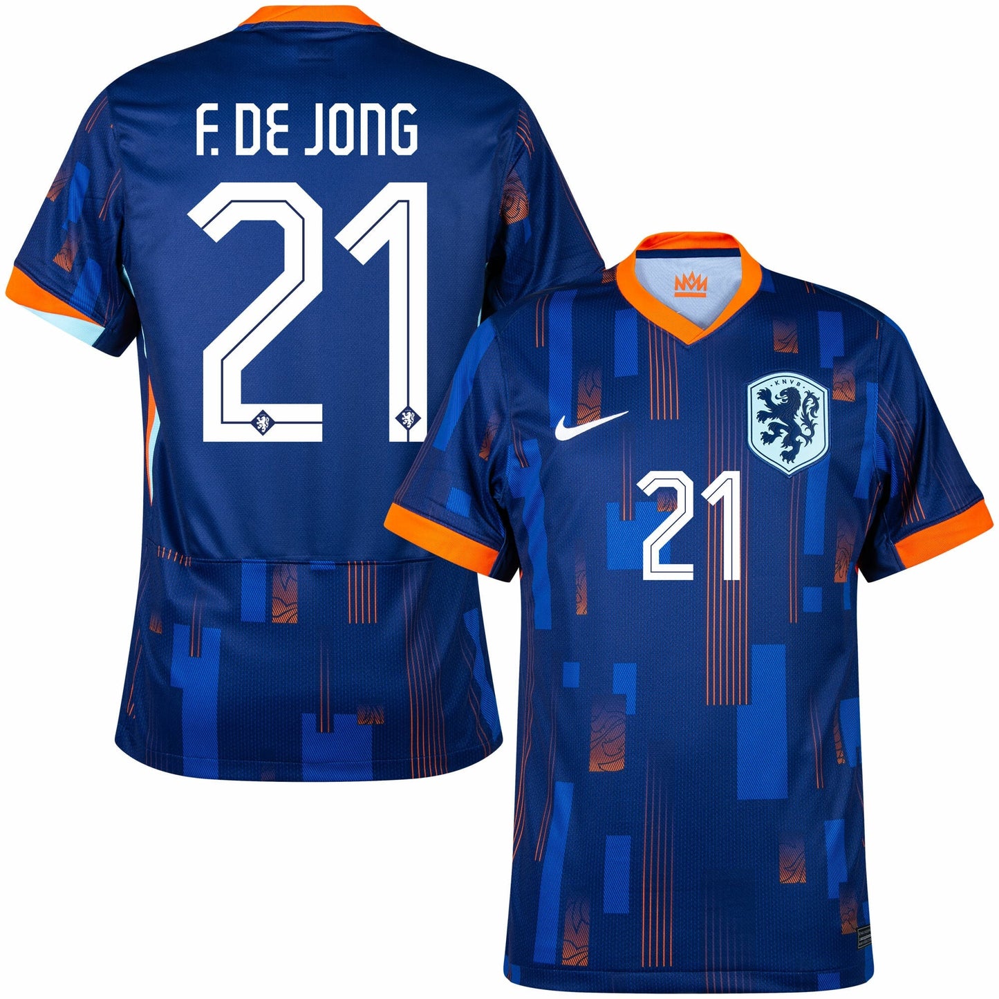 Netherlands Away F. De Jong 21 Fan Jersey Shirt 2024-2025