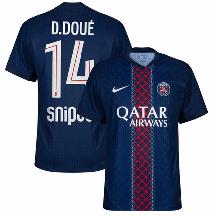 PSG Dri-Fit ADV Home D.Doué 14 Fan Jersey Shirt 2025-2026 (Official Ligue 1 Printing)