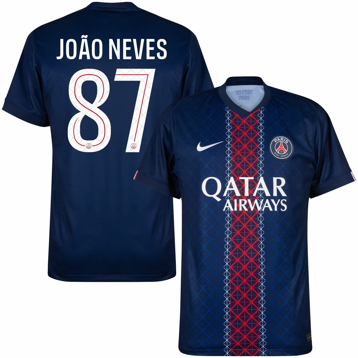 PSG Home João Neves 87 Fan Jersey Shirt 2025-2026 (Champions League)