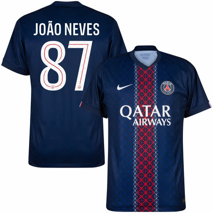 PSG Home João Neves 87 Fan Jersey Shirt 2025-2026 (Champions League)