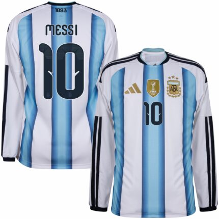 Argentina Home Messi 10 Fan Jersey Long Sleeve Shirt 2026 World Cup