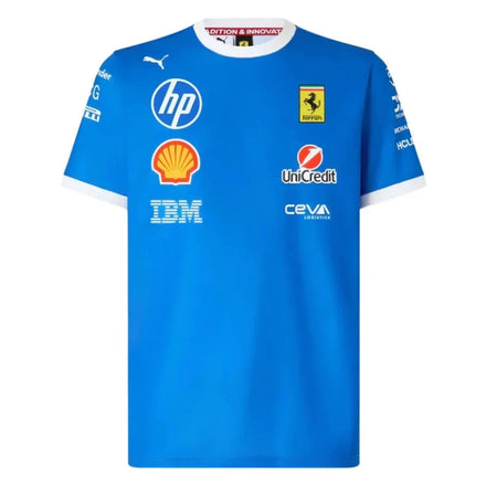 Scuderia Ferrari 2025 Team Monza T-Shirt – Formula 1 F1 Formula One Blue Scozia