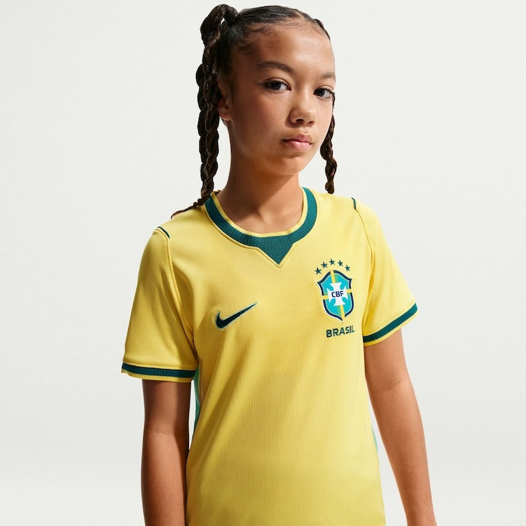 Kids kit Brazil Home Fan Jersey Shirt 2026-2027
