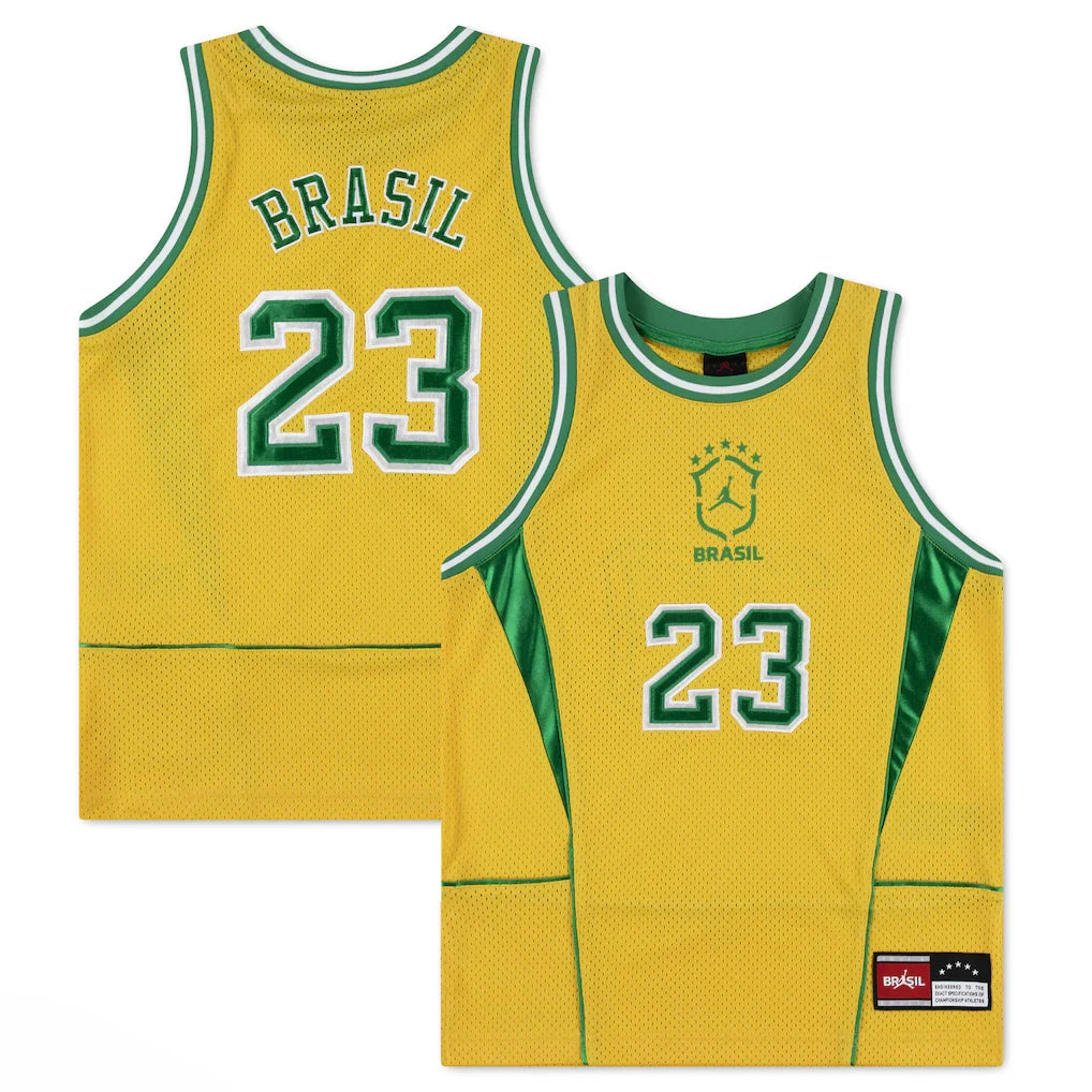 Brazil National Team Youth Mesh Basketball Fashion Jersey - Yellow