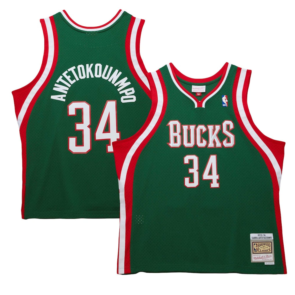 Giannis Antetokounmpo Milwaukee Bucks 2013/14 Hardwood Classics - Hunter Green
