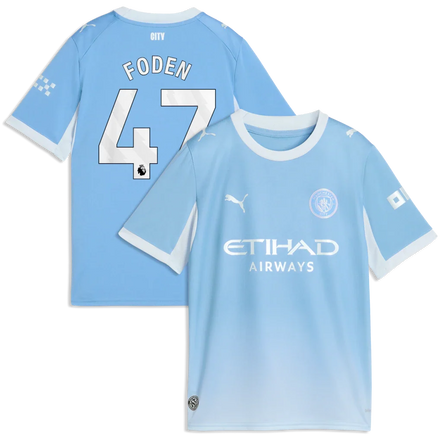 Phil Foden Manchester City Puma Youth 2026/27 Home Jersey - Light Blue