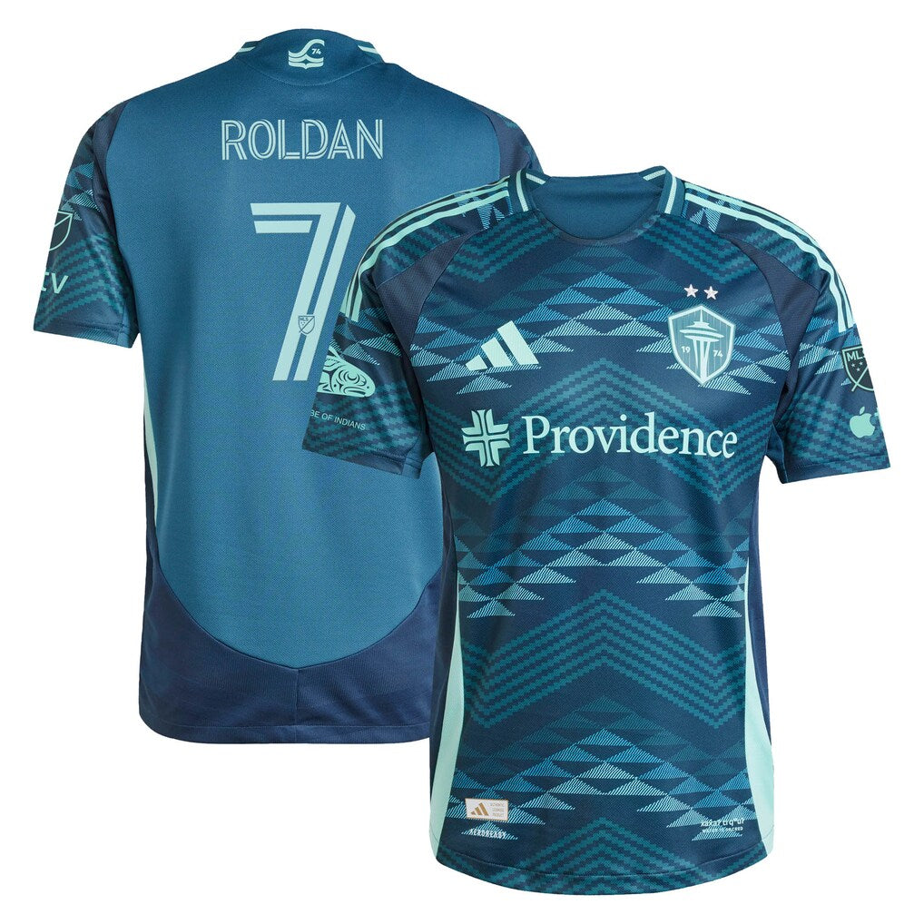 Cristian Roldan Seattle Sounders FC 2025 The Salish Sea Kit On-Field - Blue