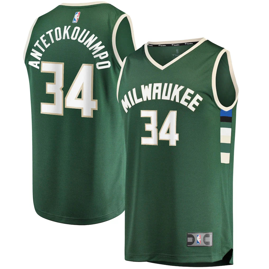 Giannis Antetokounmpo Milwaukee Bucks Big & Tall Player Jersey - Hunter Green - Icon Edition