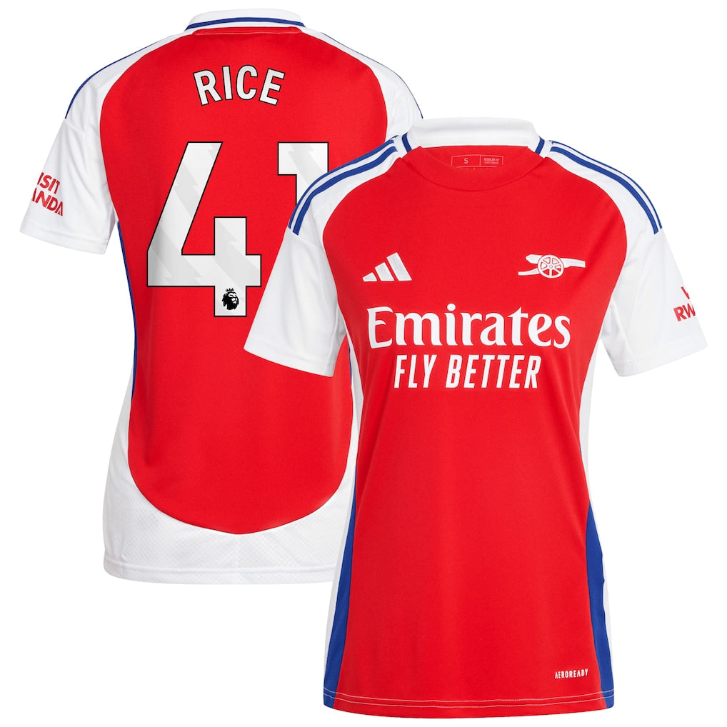 Declan Rice Arsenal adidas Women's 2024/25 Home Player Jersey – Red
