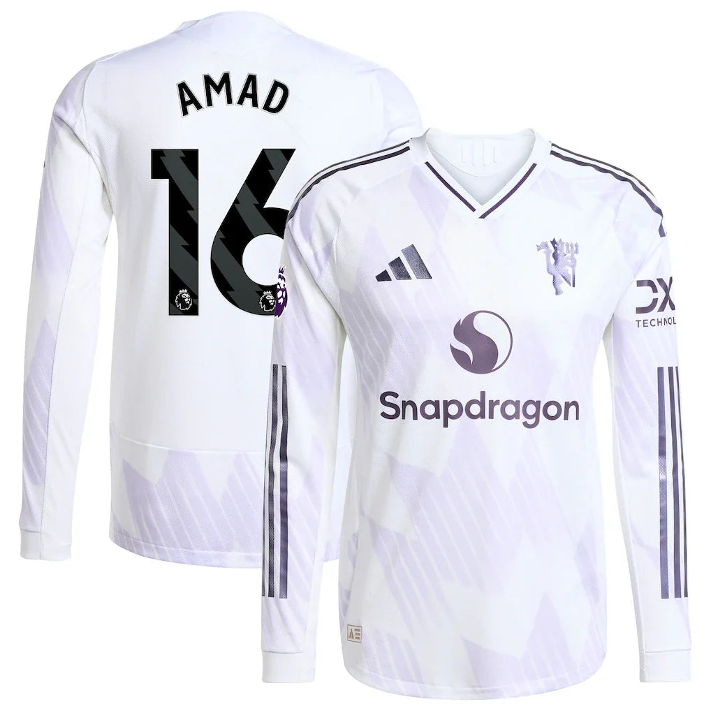 Amad Diallo Manchester United 2025/26 Away Long Sleeve Player Jersey - White