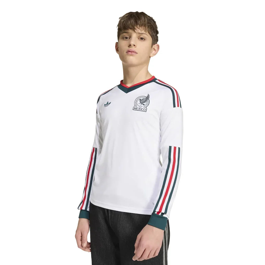 Mexico National Team adidas Youth 2026 Away Long Sleeve Jersey - White