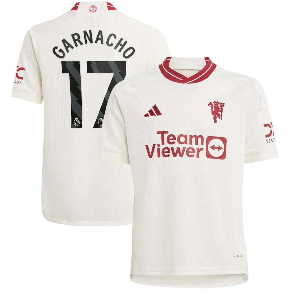 Alejandro Garnacho Manchester United adidas Youth 2023/24 Third Player Jersey – White