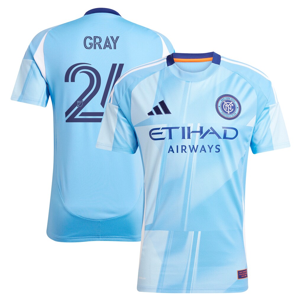 Tayvon Gray New York City FC adidas 2025 The Excelsior Kit Player Jersey - Light Blue