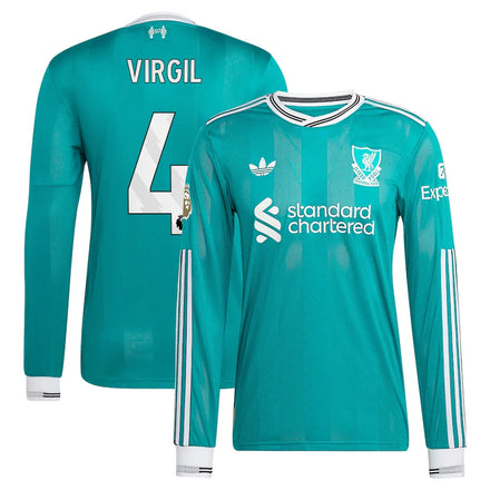 Virgil van Dijk Liverpool 2025/26 Third Long Sleeve Player Jersey - Green