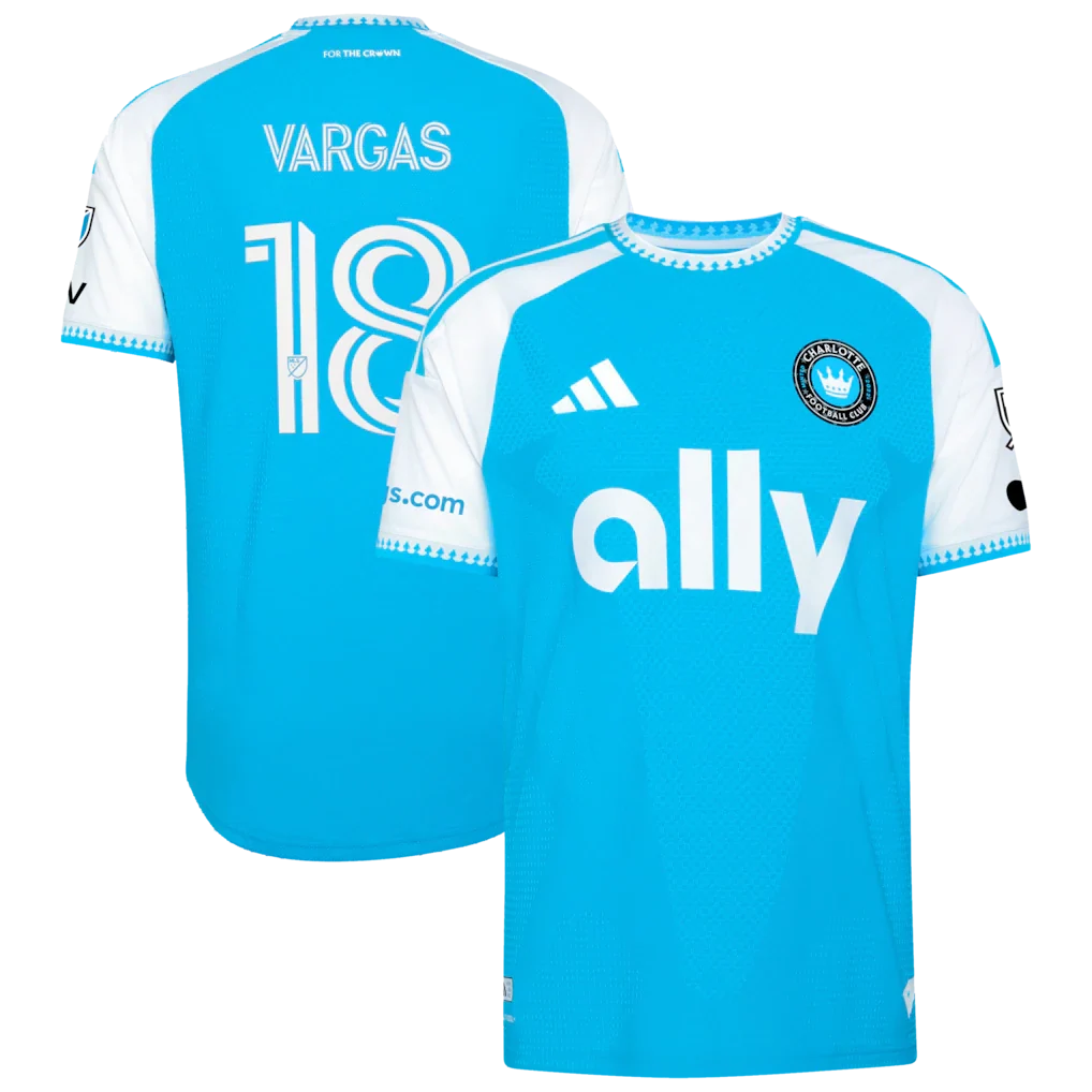 Kerwin Vargas Charlotte FC 2026 Carolina Kit: Crowns Up On-Field Patch Jersey - Blue