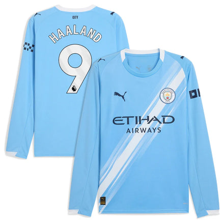 Erling Haaland Manchester City Puma 2025/26 Home Long Sleeve Player Jersey - Sky Blue