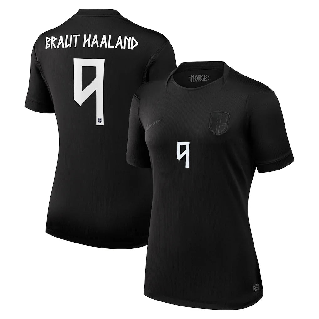 Erling Haaland Norway National Team Nike Women's 2026 Away Stadium Jersey - Black