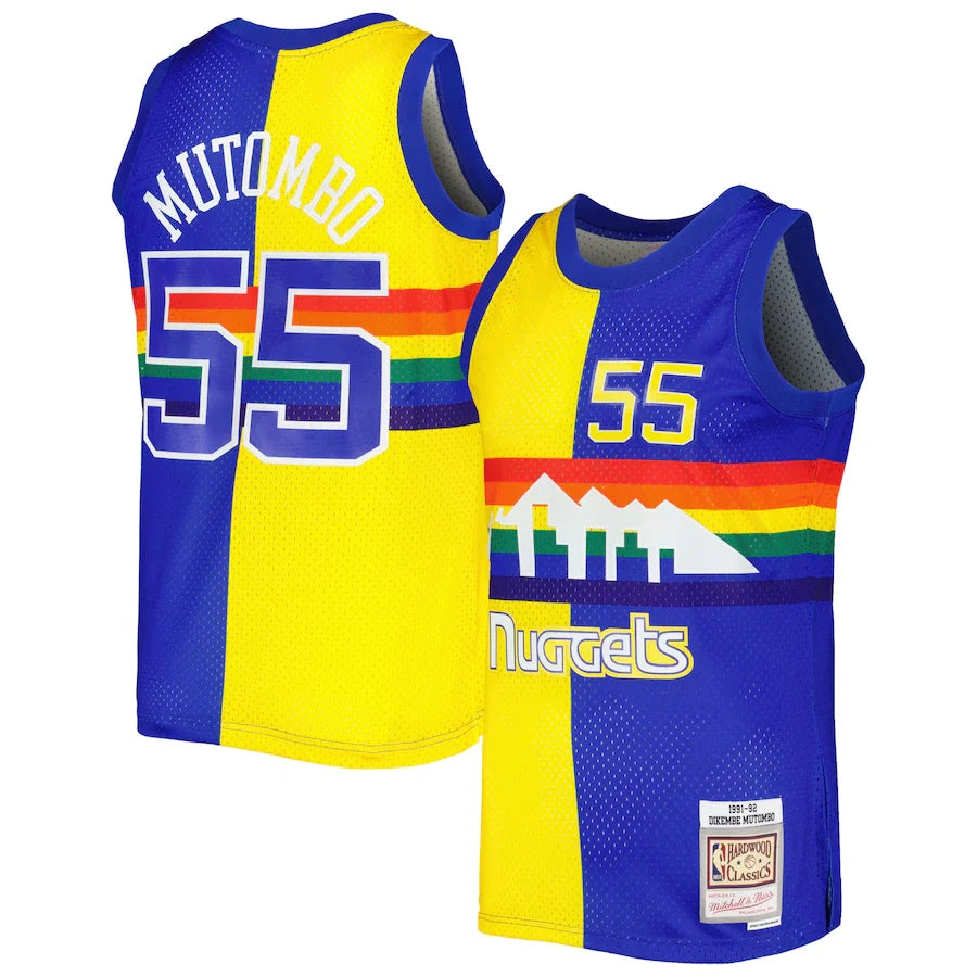 Dikembe Mutombo Denver Nuggets Hardwood Classics 1991/92 Split - Royal/Gold