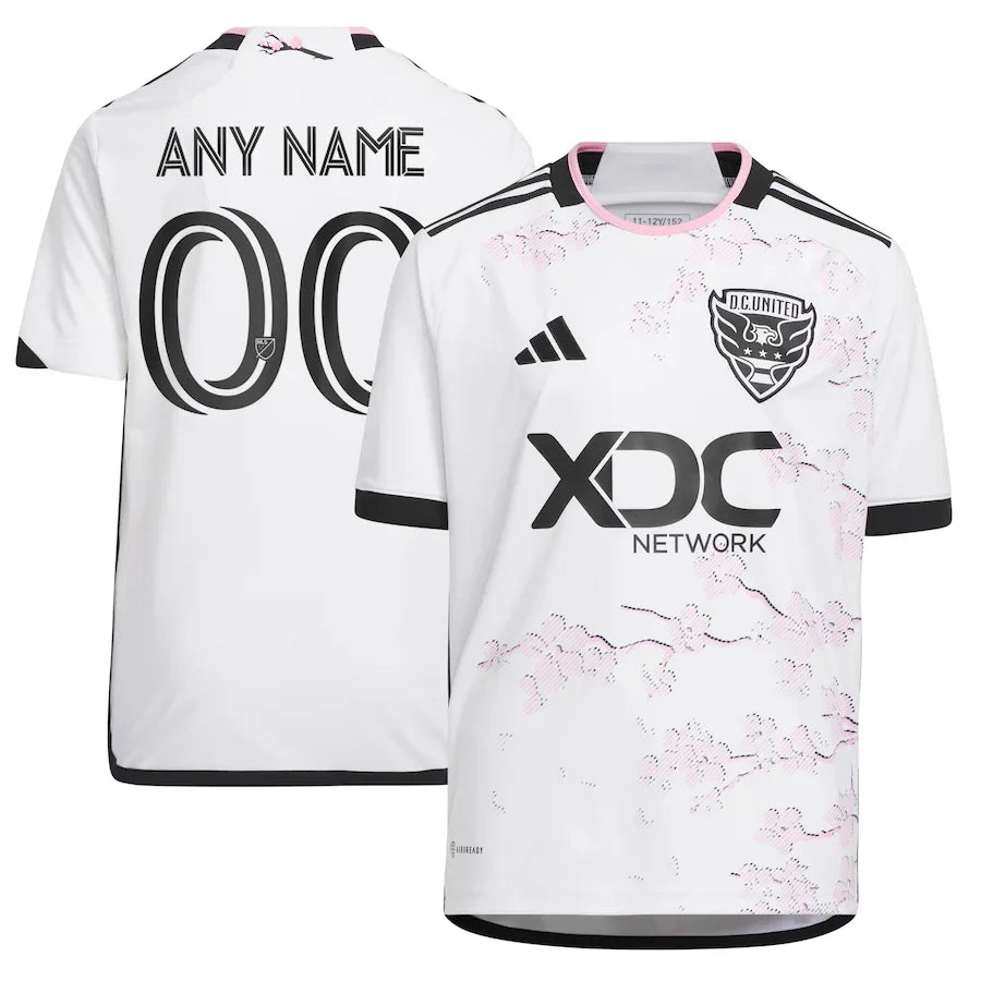 D.C. United adidas Youth 2023 The Cherry Blossom Custom Jersey - White