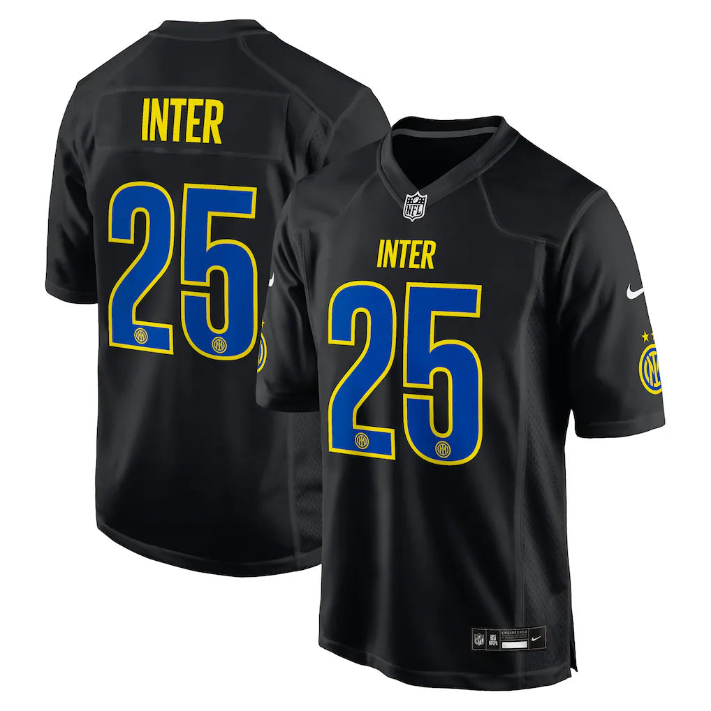 Inter Milan 2025 Soccer x NFL Game Jersey - Black