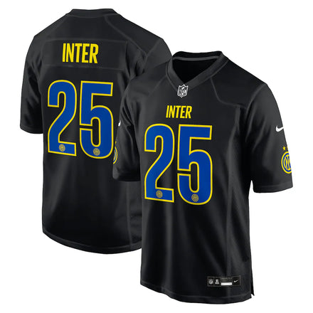 Inter Milan 2025 Soccer x NFL Game Jersey - Black