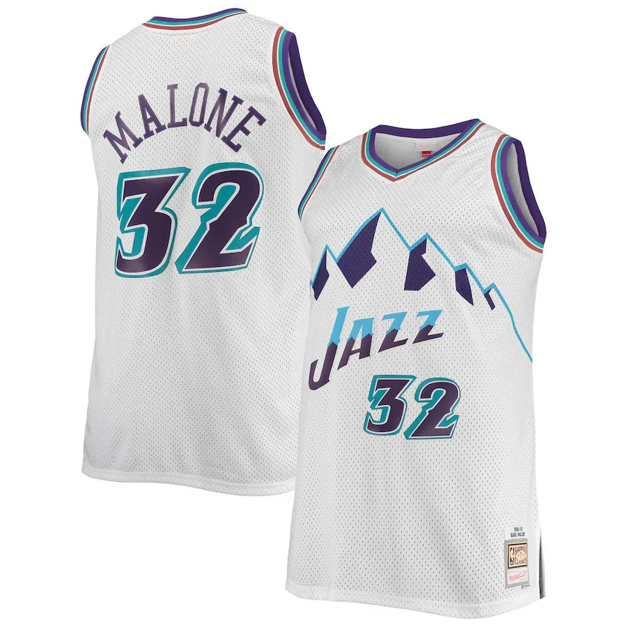 Karl Malone Utah Jazz 1996/97 Big & Tall Hardwood Classics - White