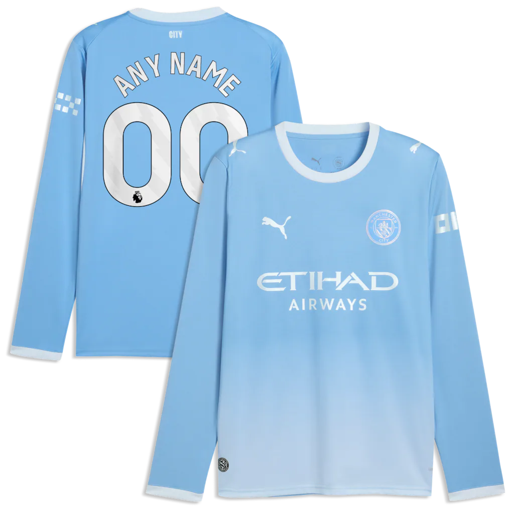 Manchester City Puma 2026/27 Home Long Sleeve Custom Jersey - Light Blue
