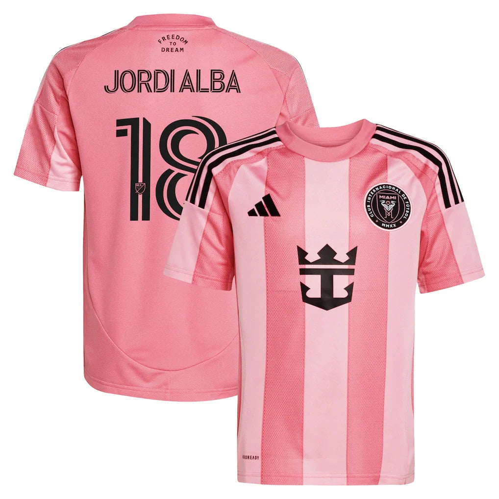 Jordi Alba Inter Miami CF adidas Youth 2025 Euforia Player Jersey - Light Pink