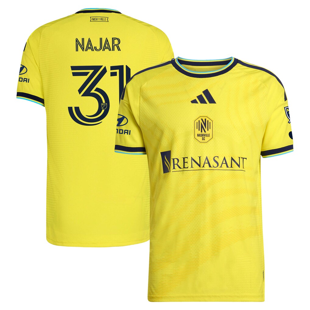 Andy Najar Nashville SC 2026 The Reverb Kit On-Field Patch Jersey - Yellow