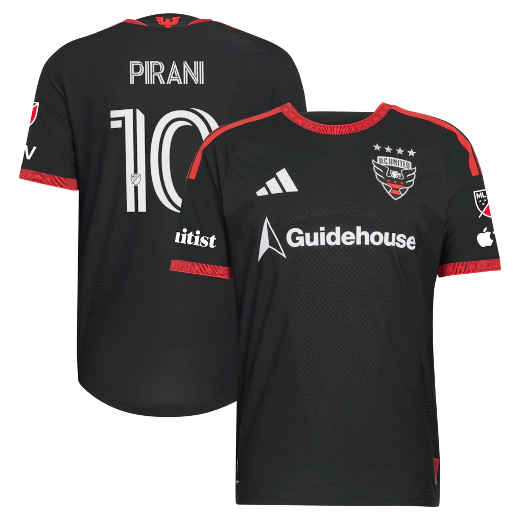 Gabriel Pirani D.C. United 2026 Black-and-Red Kit On-Field Patch Jersey - Black