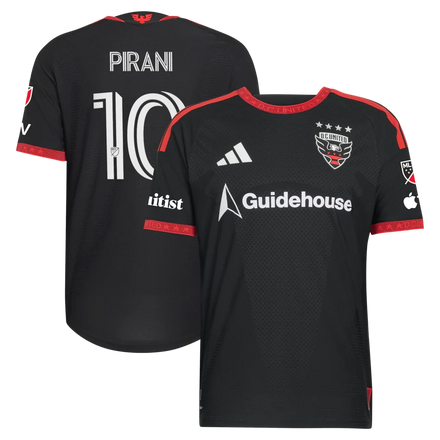 Gabriel Pirani D.C. United 2026 Black-and-Red Kit On-Field Patch Jersey - Black