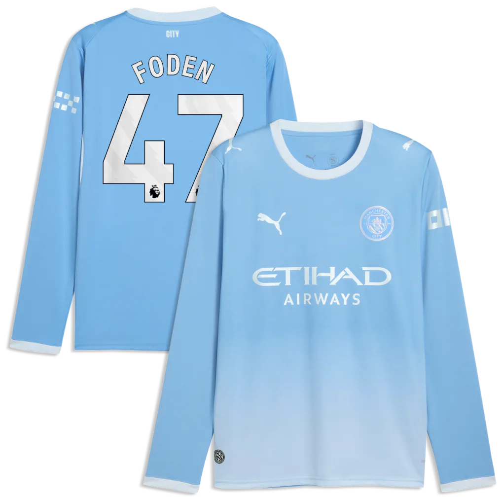 Phil Foden Manchester City Puma 2026/27 Home Long Sleeve Jersey - Light Blue