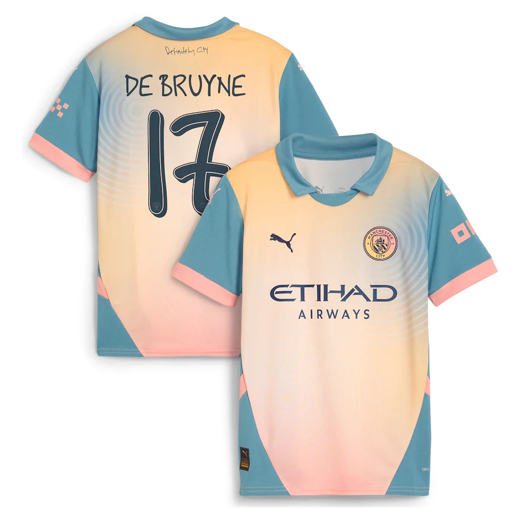 Kevin De Bruyne Manchester City Puma Youth 2024/25 Fourth Player Jersey - Blue