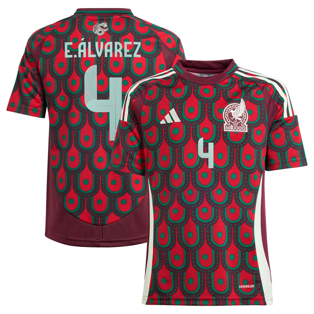 Edson Alvarez Mexico National Team adidas Youth 2024 Home Player Jersey - Burgundy