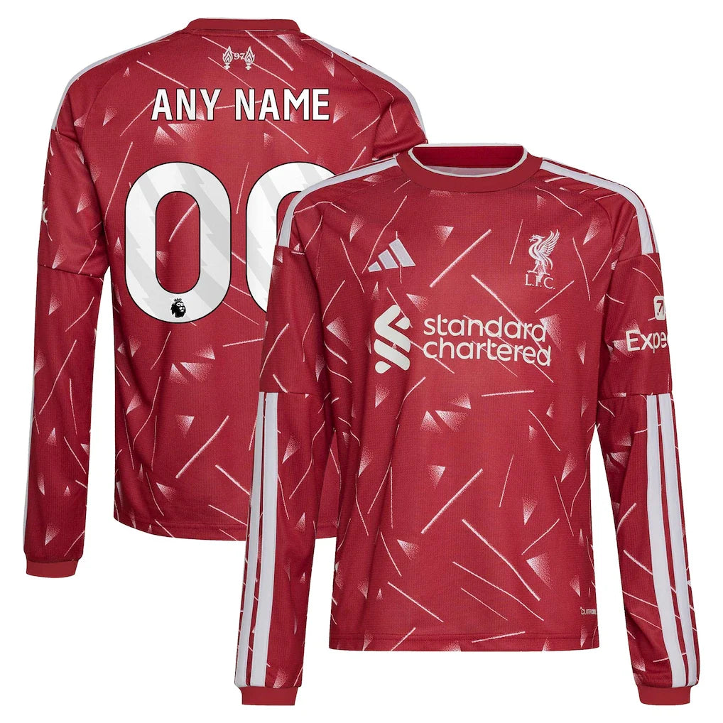 Liverpool adidas Youth 2026/27 Home Long Sleeve Custom Jersey - Red