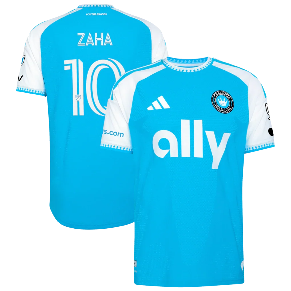 Wilfried Zaha Charlotte FC 2026 Carolina Kit: Crowns Up On-Field Patch Jersey - Blue