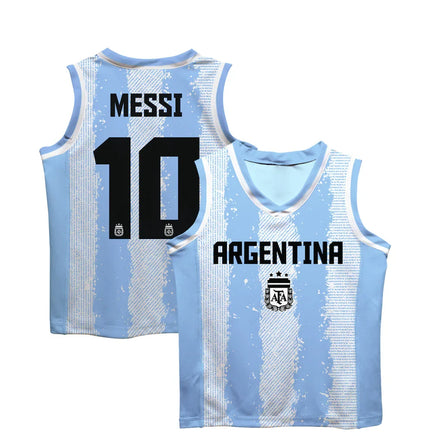 Lionel Messi Argentina National Team Vive La Fete Toddler Painted Stripes Basketball Jersey - Light Blue
