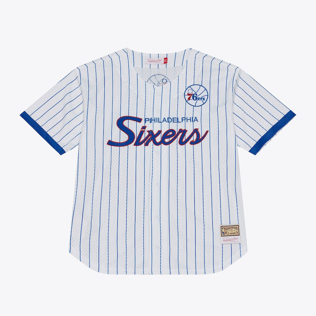 Philadelphia 76ers Head Coach Pinstripe Mesh Full-Button Baseball Jersey - White
