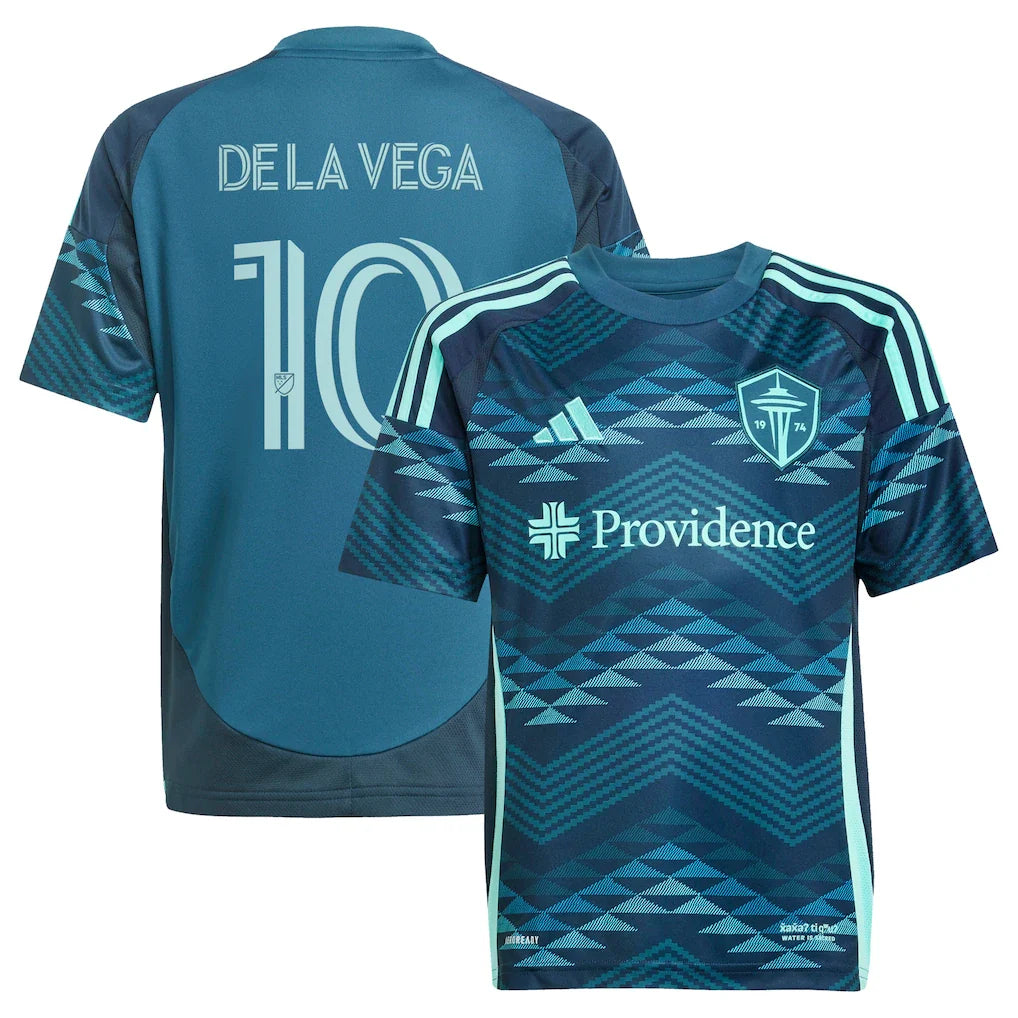 Pedro de la Vega Seattle Sounders FC adidas Youth 2025 The Salish Sea Kit Player Jersey - Blue