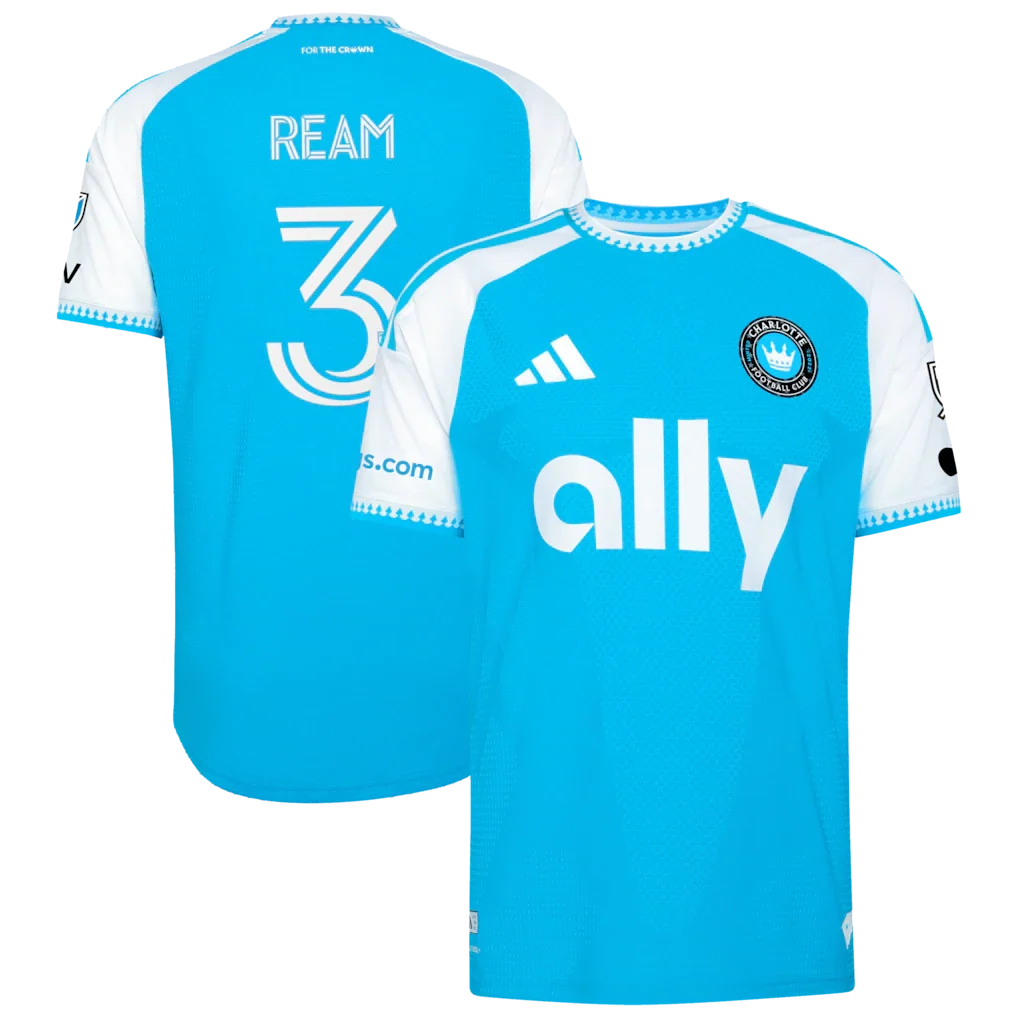 Tim Ream Charlotte FC 2026 Carolina Kit: Crowns Up On-Field Patch Jersey - Blue