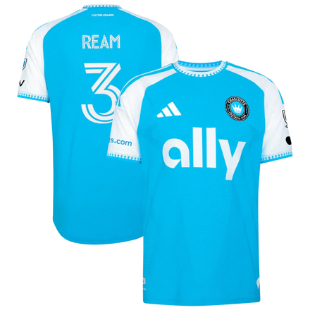 Tim Ream Charlotte FC 2026 Carolina Kit: Crowns Up On-Field Patch Jersey - Blue