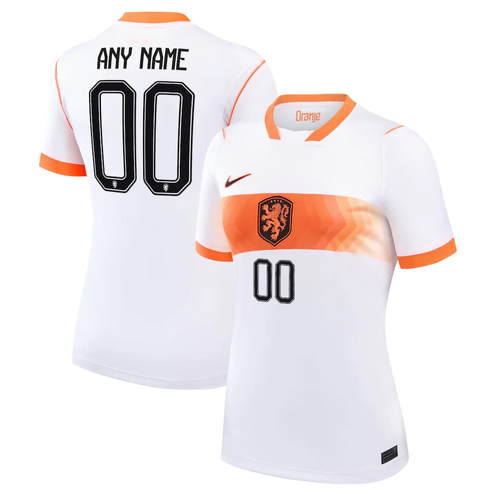Netherlands National Team Nike Women's 2026 Away Stadium Custom Jersey - White